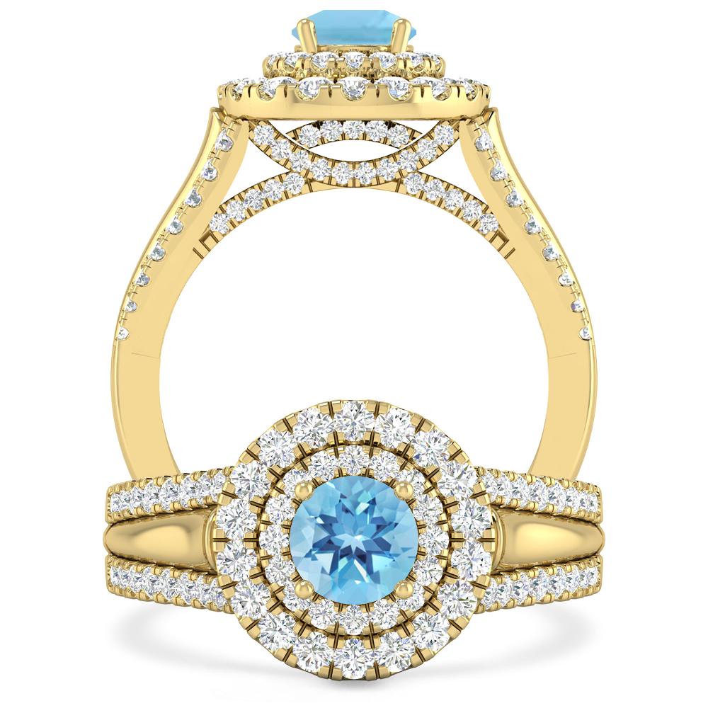 Yellow Gold - Blue Topaz