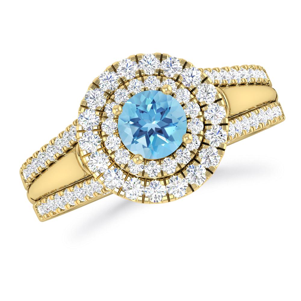 Yellow Gold - Blue Topaz