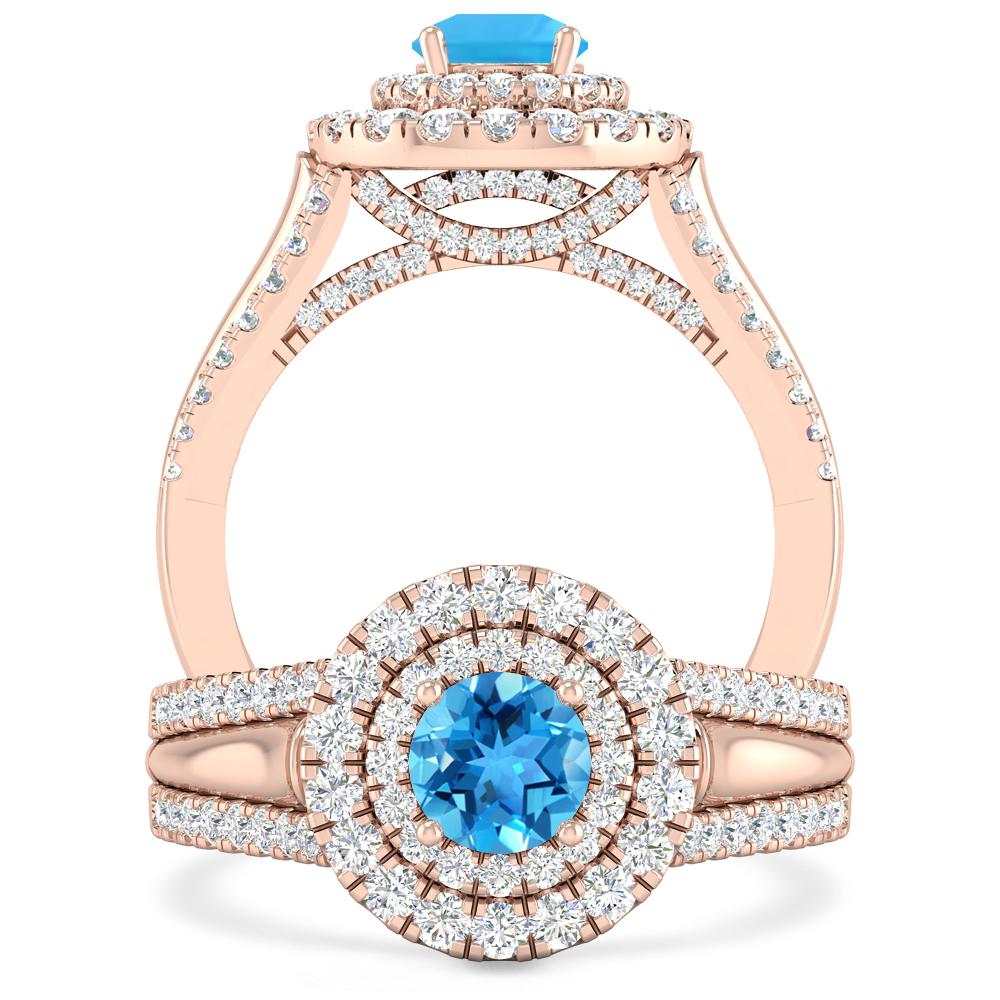 Rose Gold - Blue Topaz