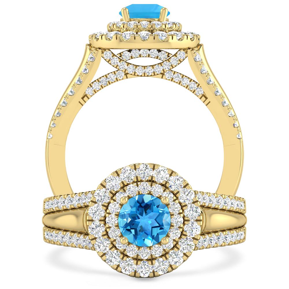 Yellow Gold - Blue Topaz