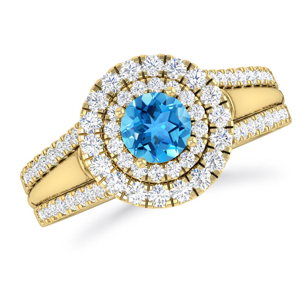 Yellow Gold - Blue Topaz