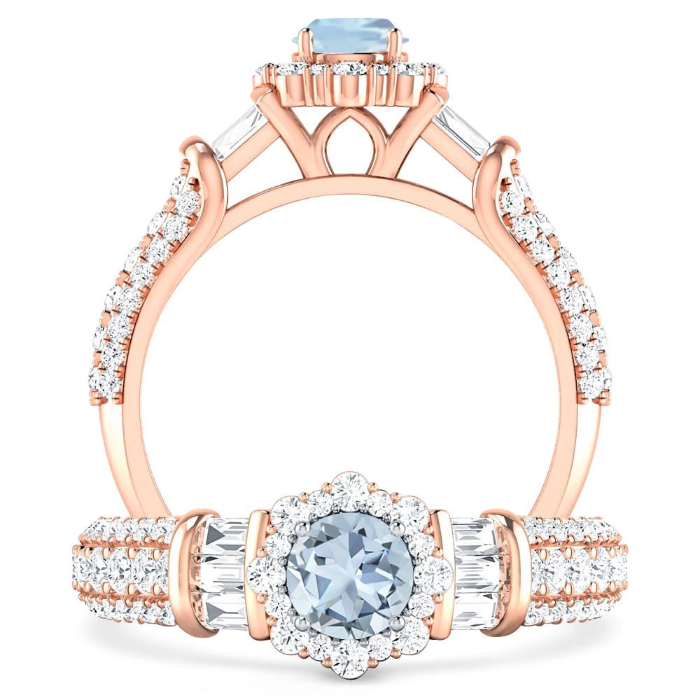 Rose Gold - Aquamarine