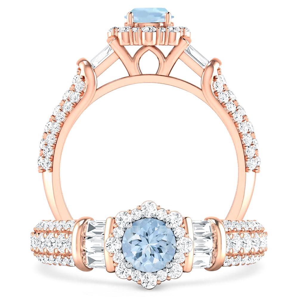 Rose Gold - Aquamarine