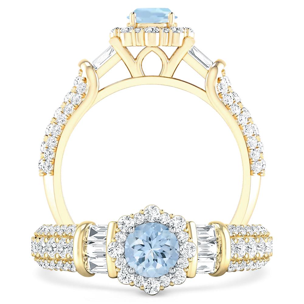 Yellow Gold - Aquamarine