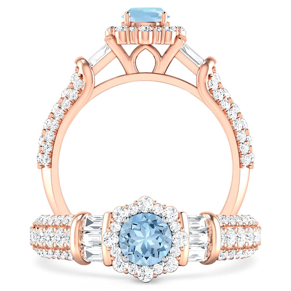 Rose Gold - Aquamarine