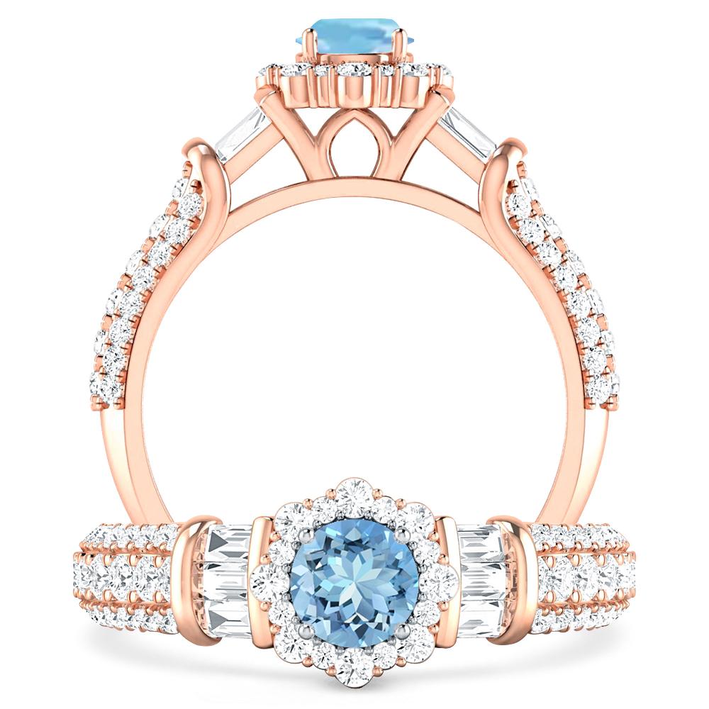 Rose Gold - Aquamarine