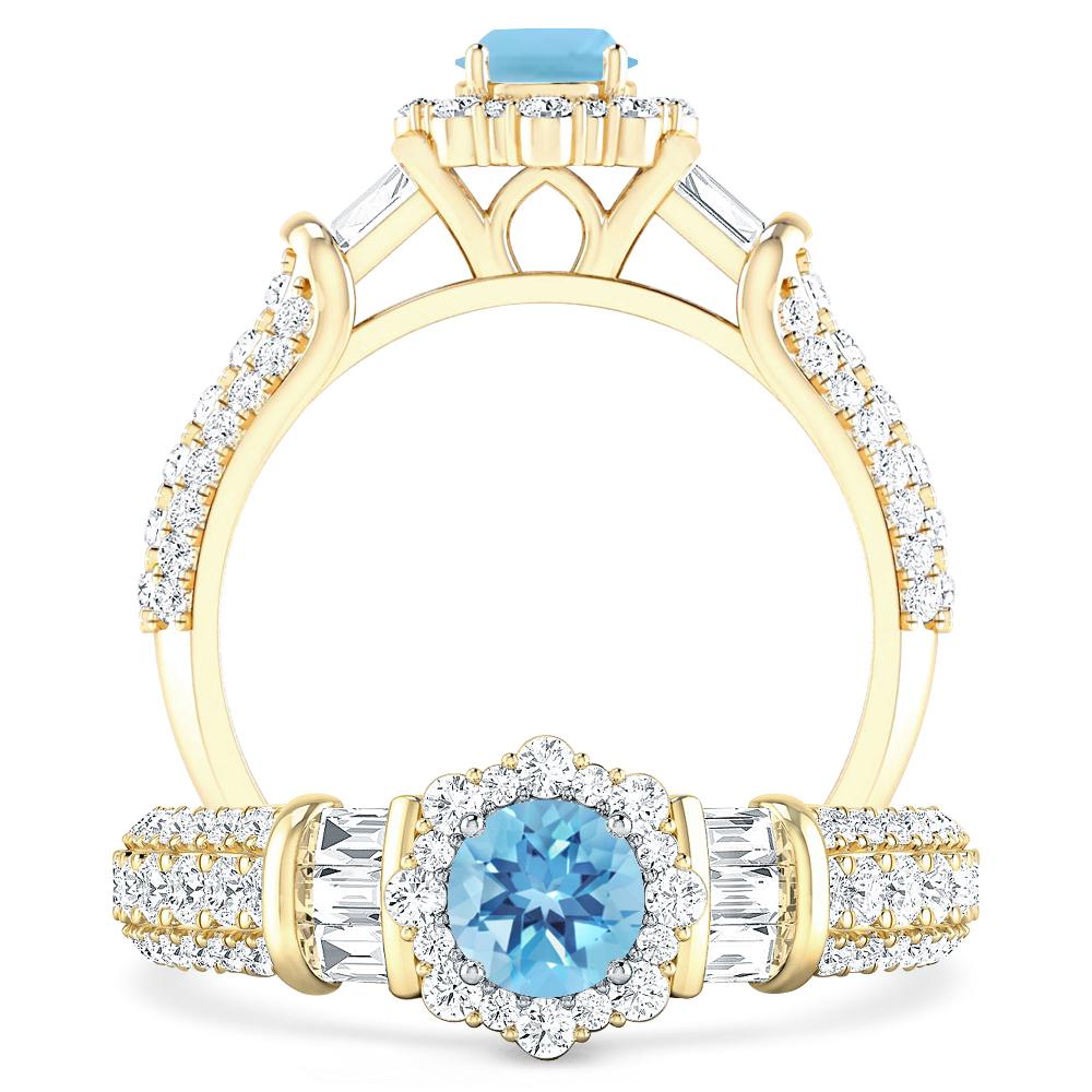 Yellow Gold - Blue Topaz