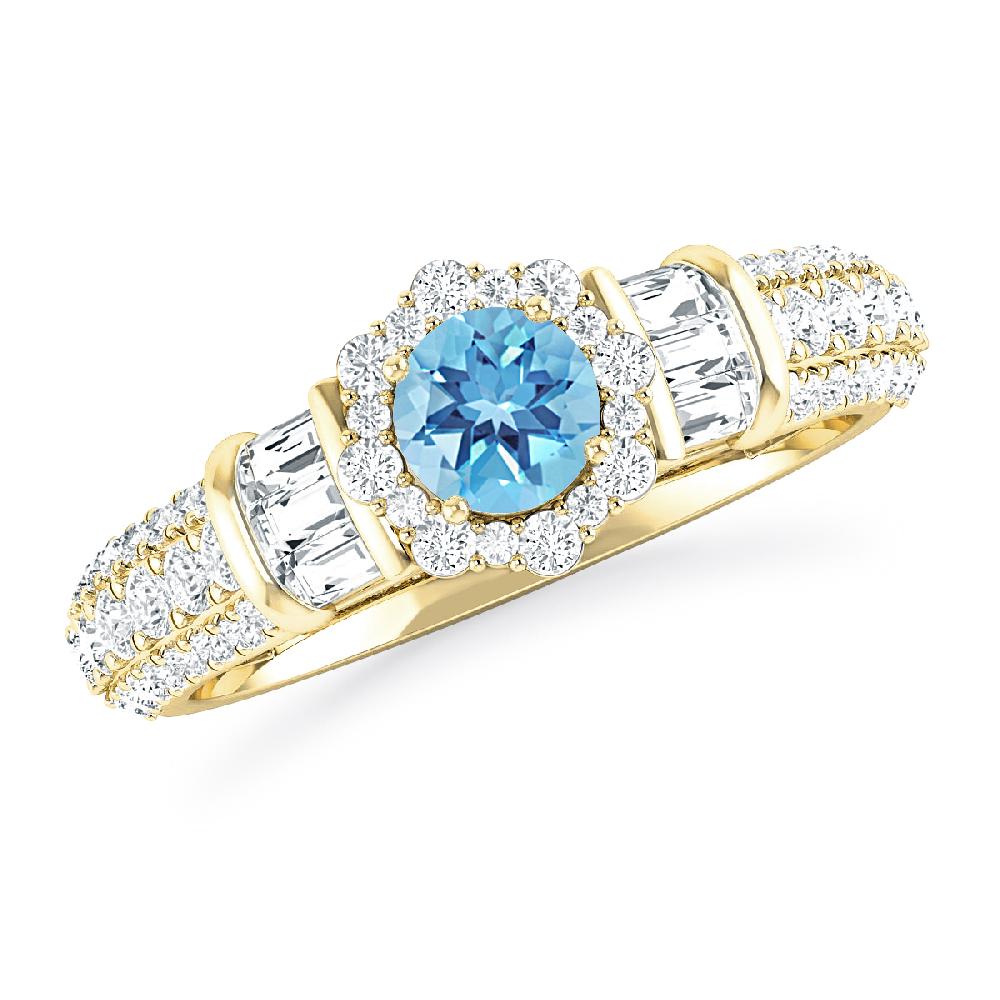 Yellow Gold - Blue Topaz