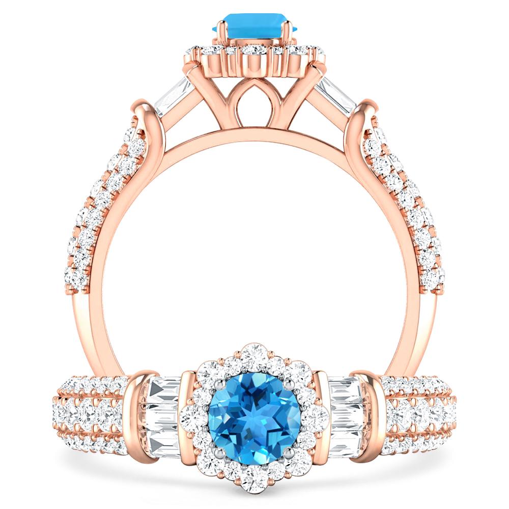 Rose Gold - Blue Topaz