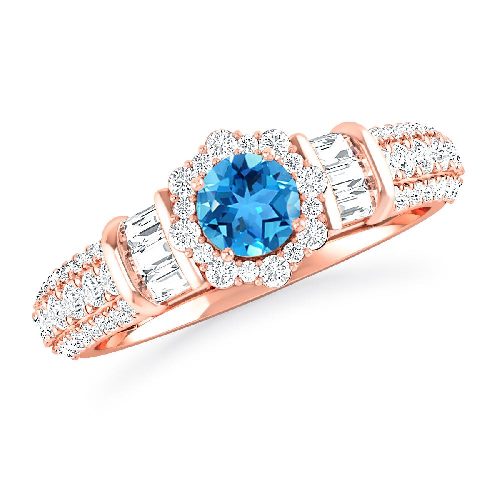 Rose Gold - Blue Topaz