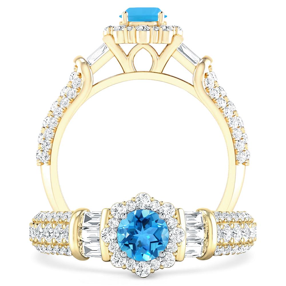 Yellow Gold - Blue Topaz