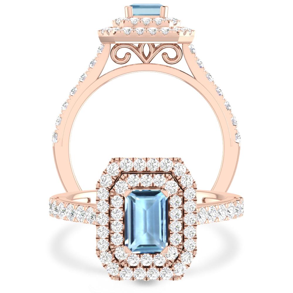 Rose Gold - Aquamarine