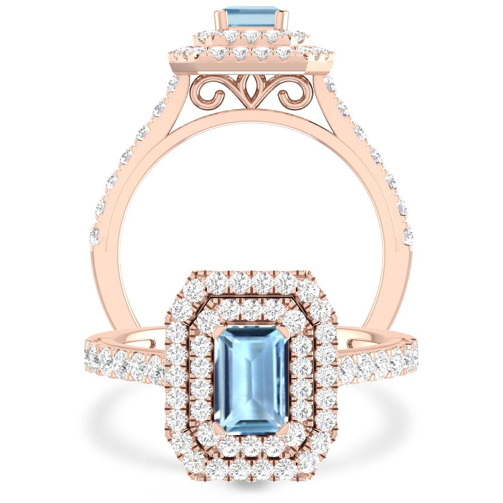 Rose Gold - Aquamarine