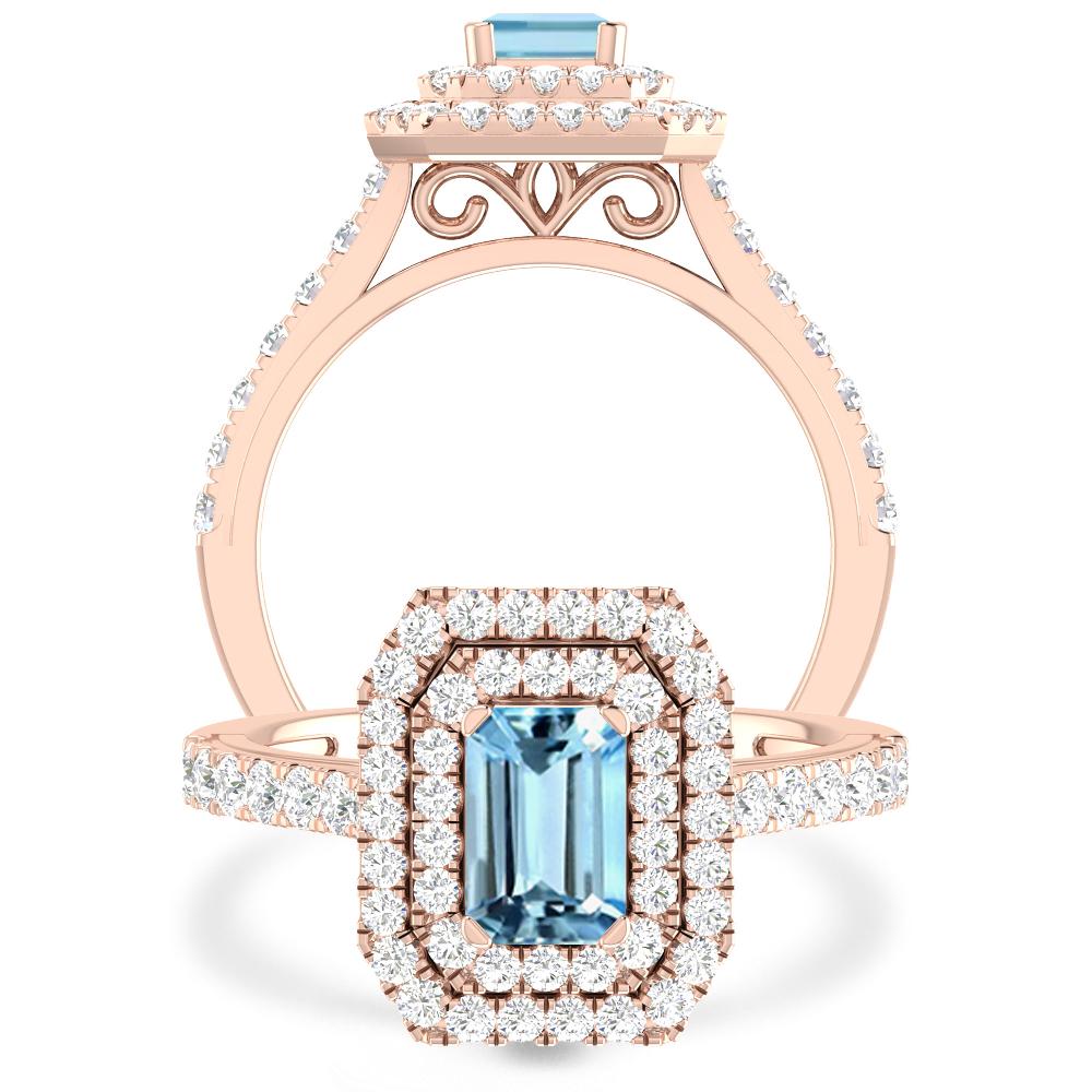 Rose Gold - Aquamarine