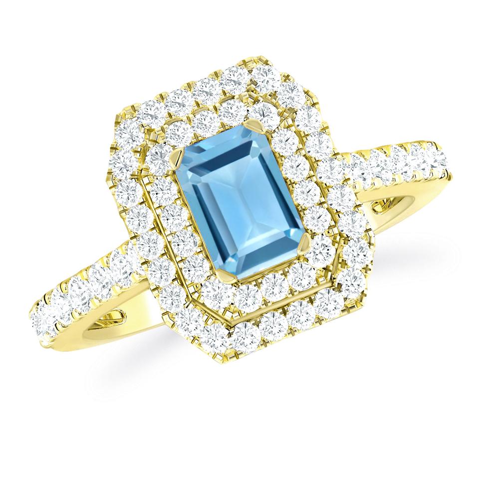 Yellow Gold - Blue Topaz