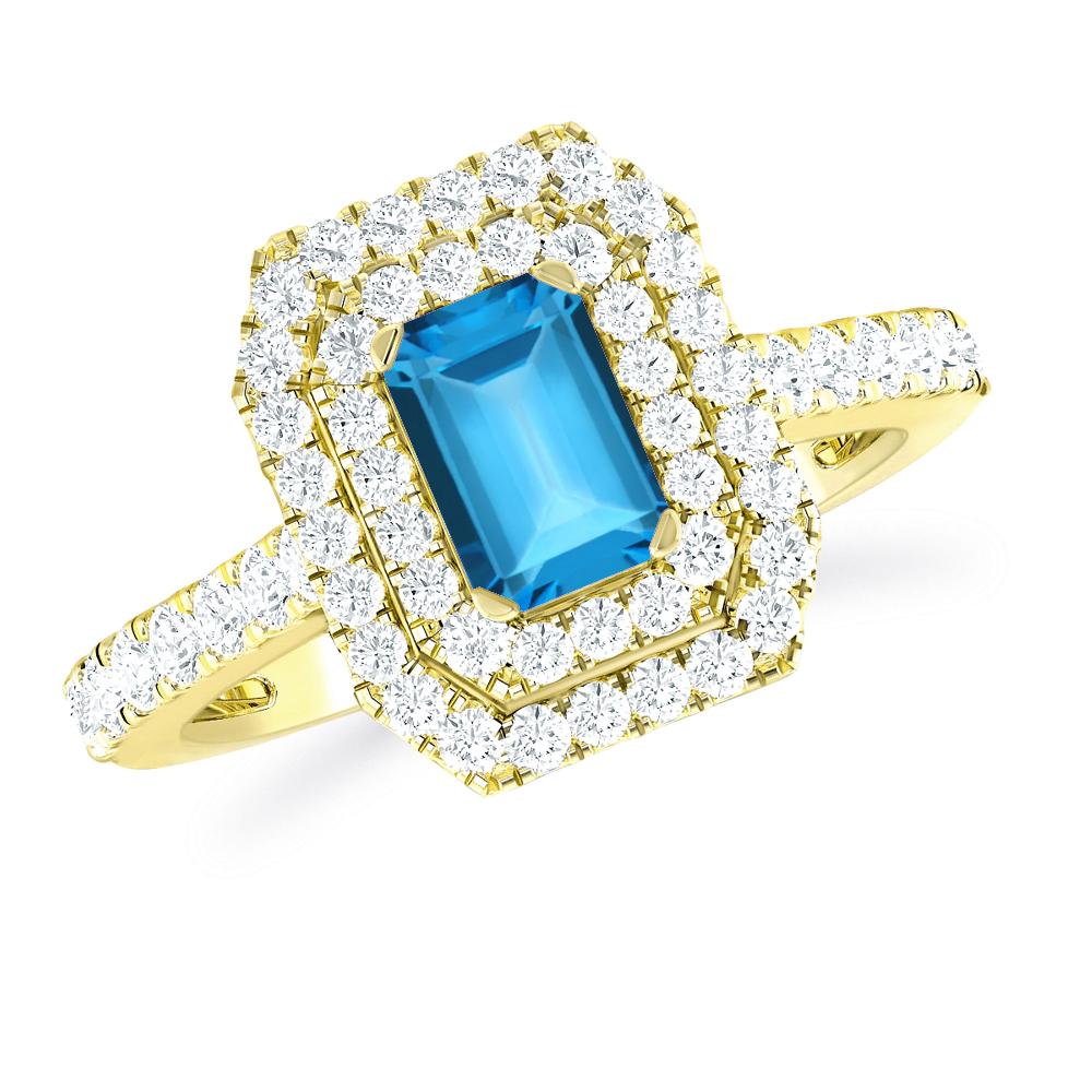 Yellow Gold - Blue Topaz