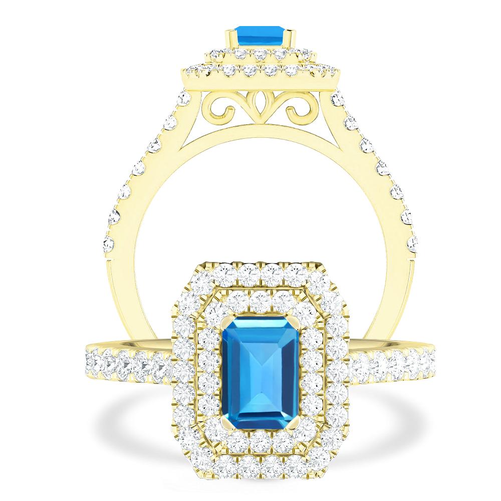 Yellow Gold - Blue Topaz