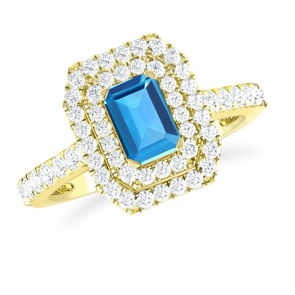 Yellow Gold - Blue Topaz