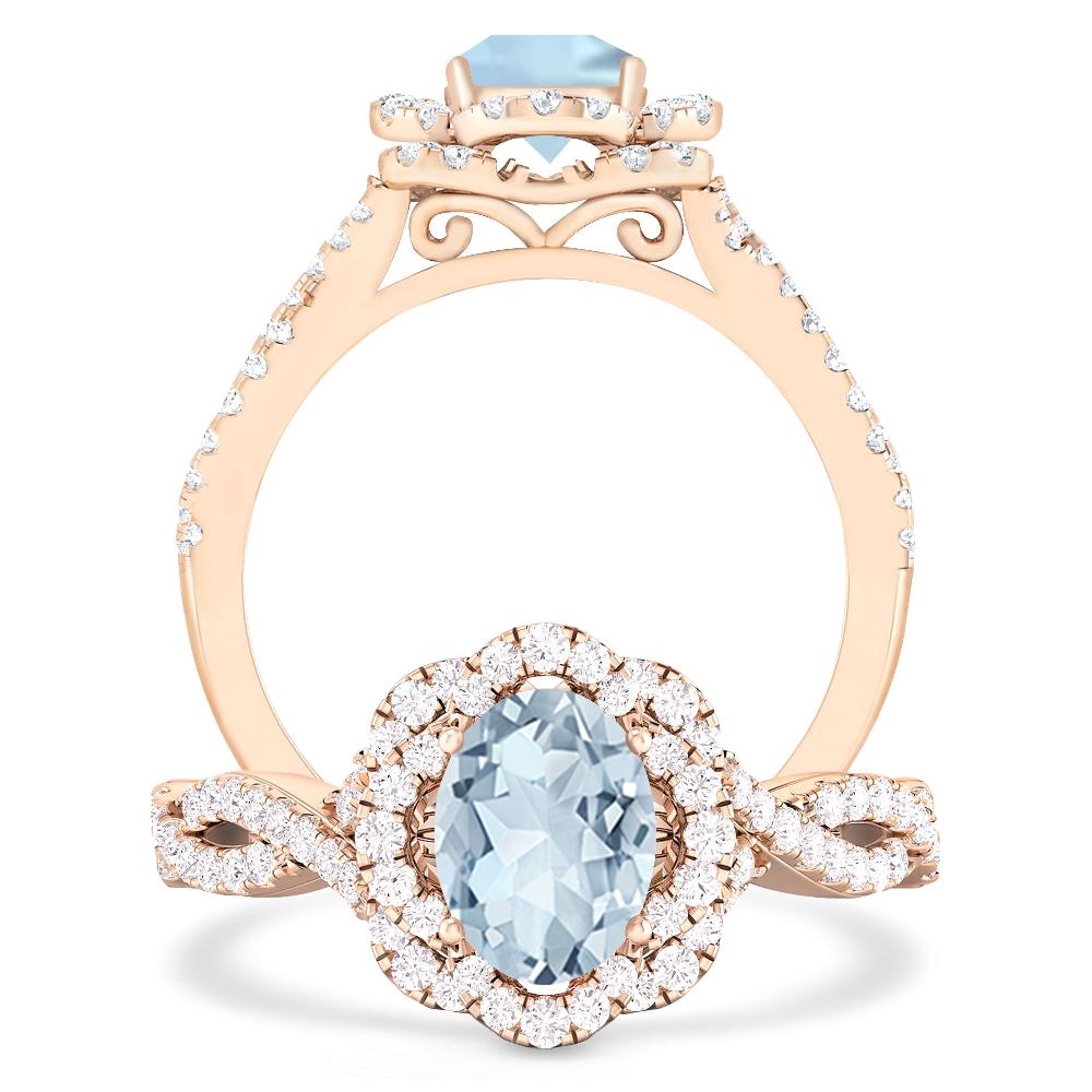 Rose Gold - Aquamarine