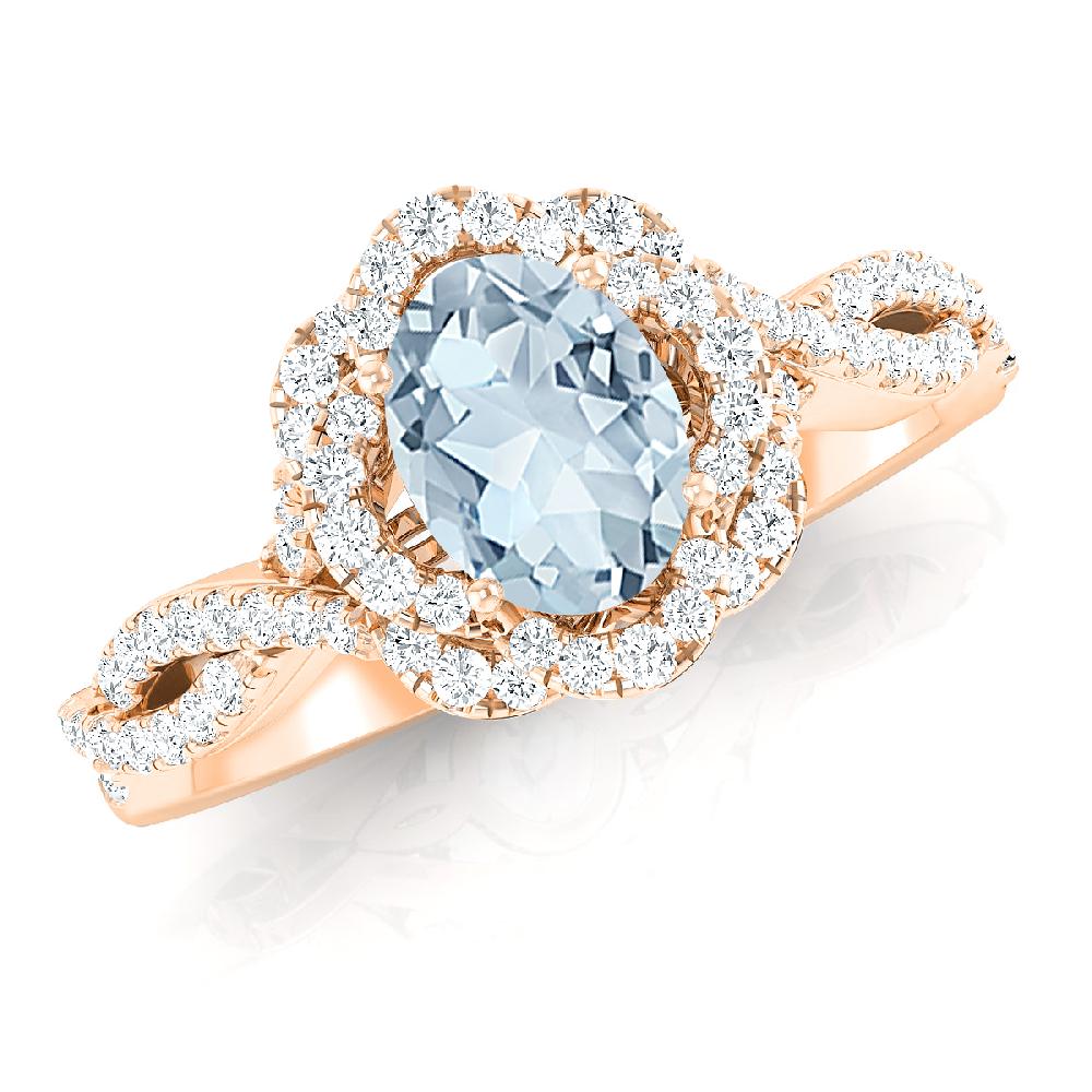Rose Gold - Aquamarine