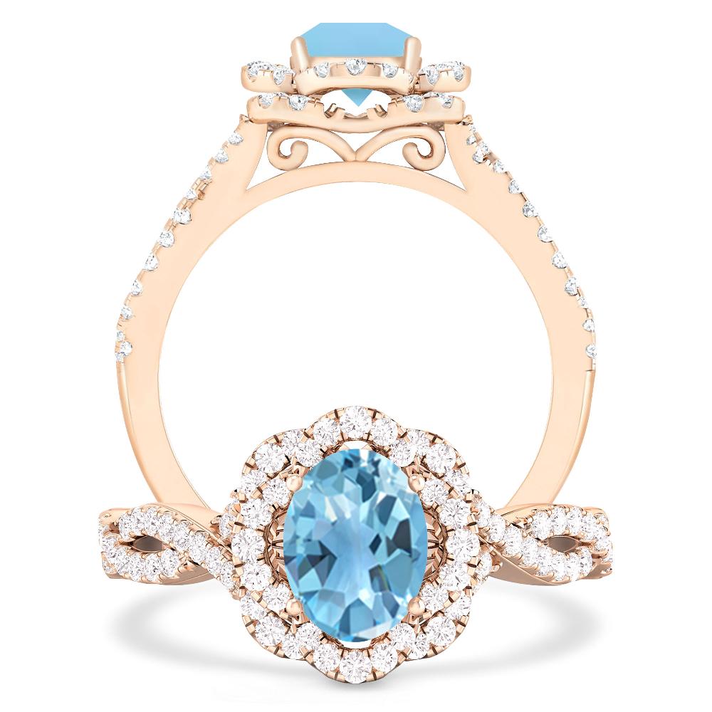 Rose Gold - Blue Topaz
