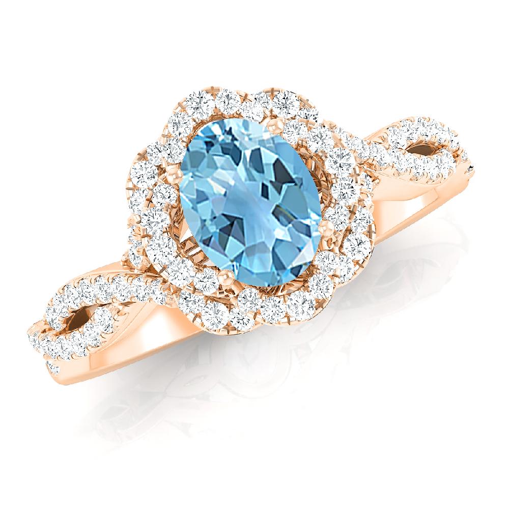 Rose Gold - Blue Topaz