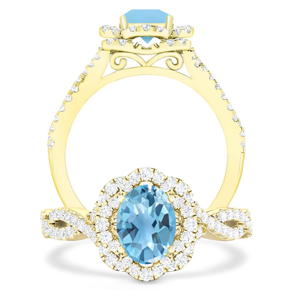 Yellow Gold - Blue Topaz
