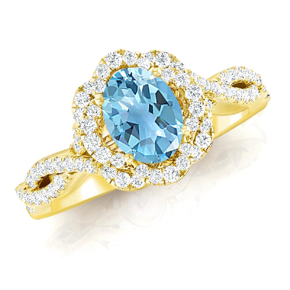Yellow Gold - Blue Topaz