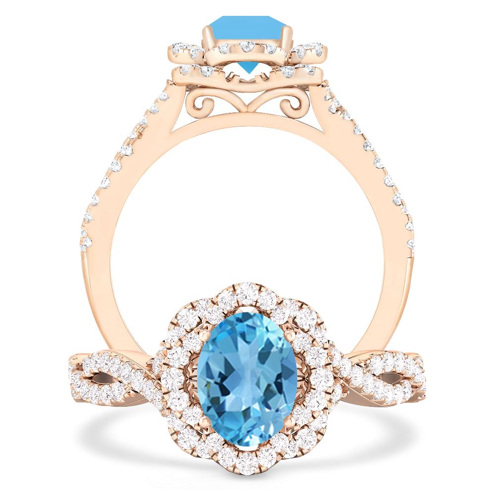 Rose Gold - Blue Topaz