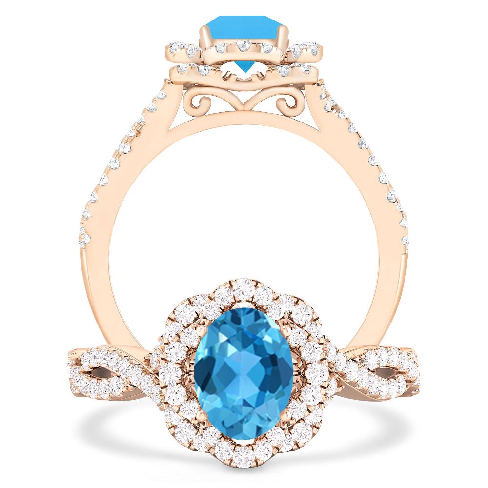 Rose Gold - Blue Topaz