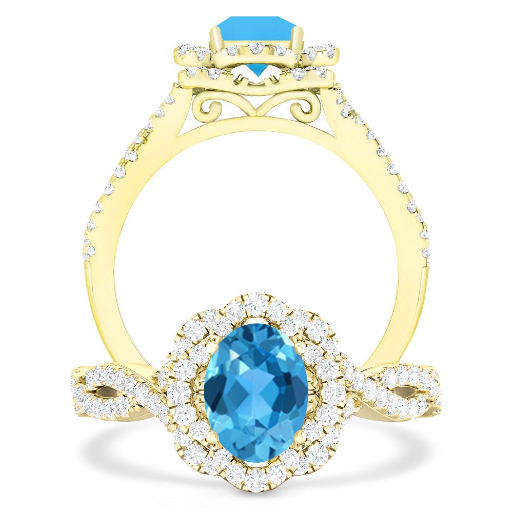 Yellow Gold - Blue Topaz