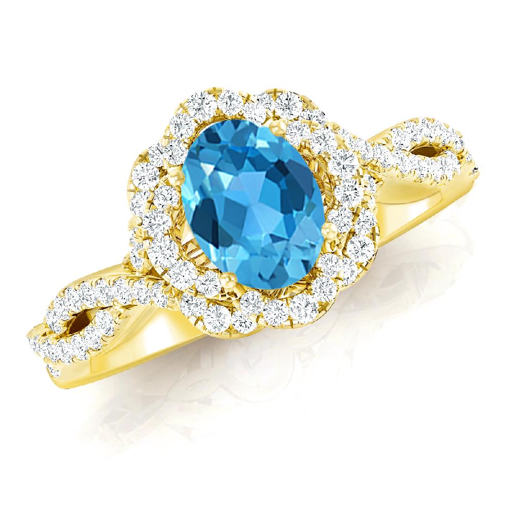 Yellow Gold - Blue Topaz
