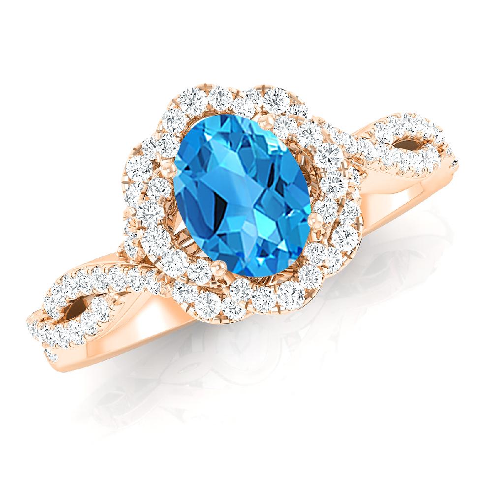 Rose Gold - Blue Topaz
