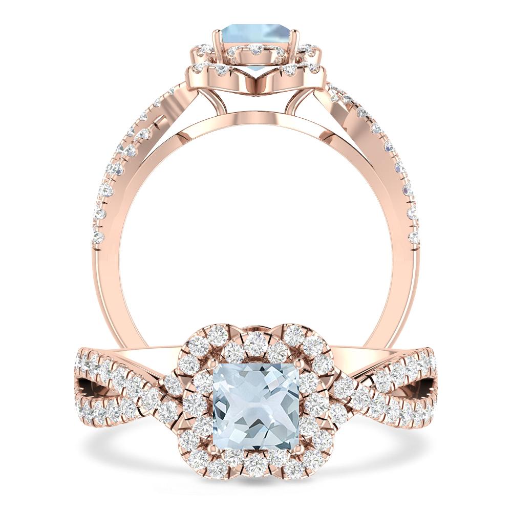 Rose Gold - Aquamarine