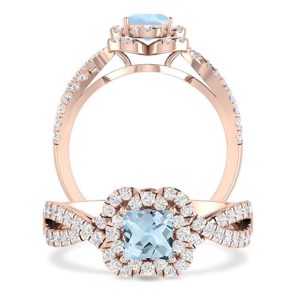 Rose Gold - Aquamarine
