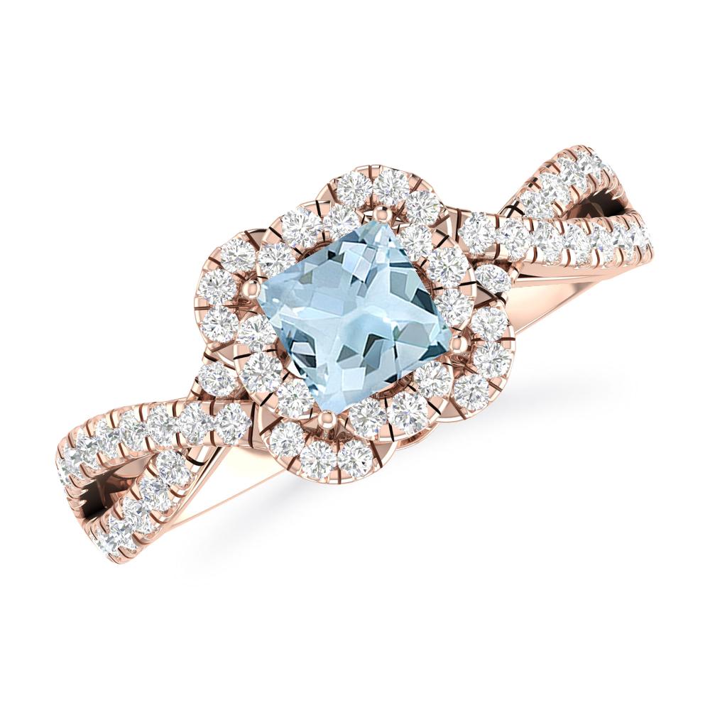 Rose Gold - Aquamarine
