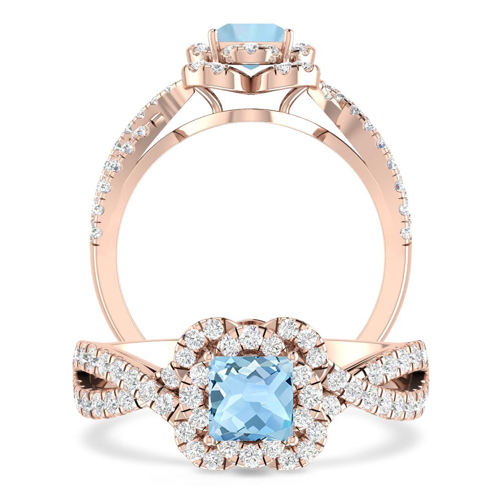 Rose Gold - Aquamarine