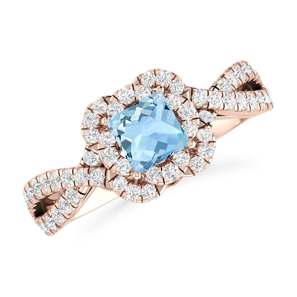 Rose Gold - Aquamarine