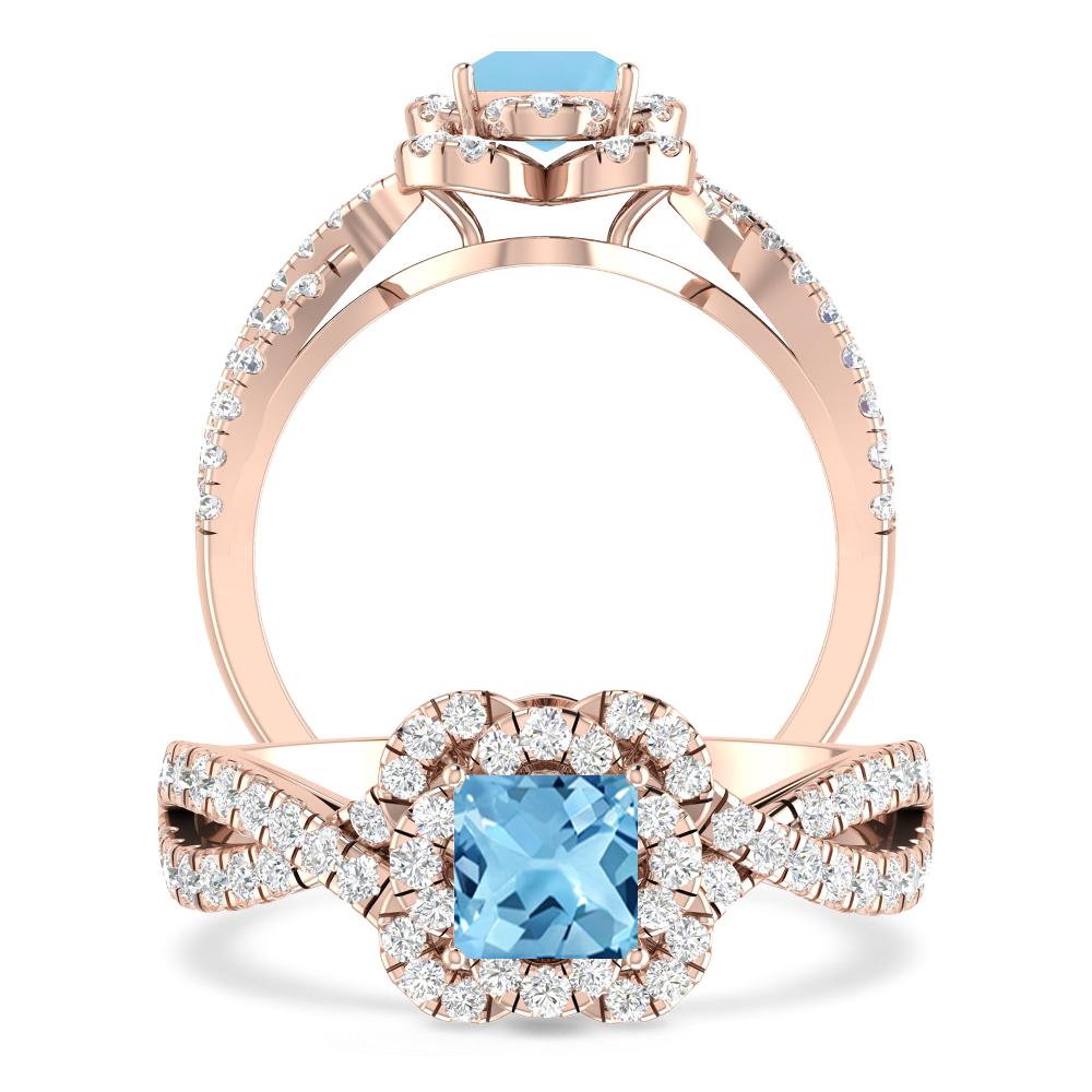 Rose Gold - Blue Topaz