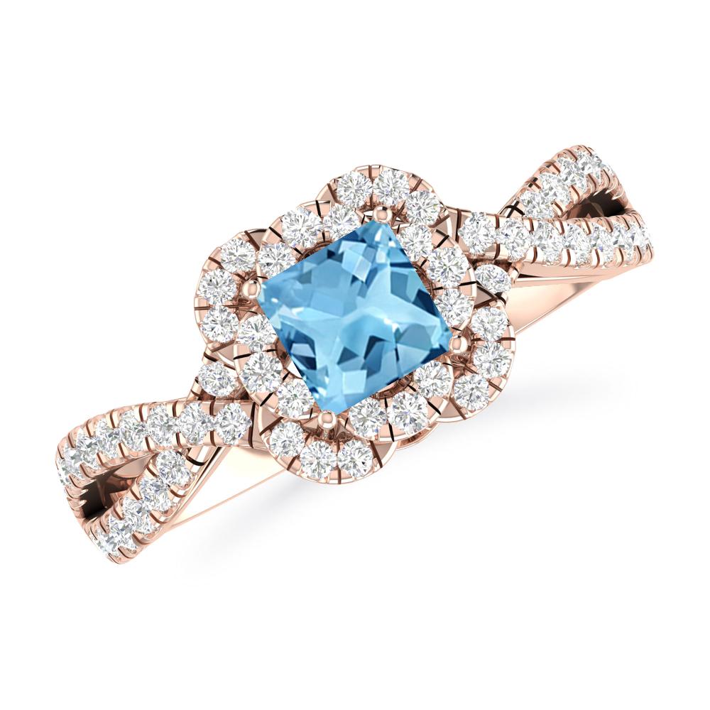 Rose Gold - Blue Topaz