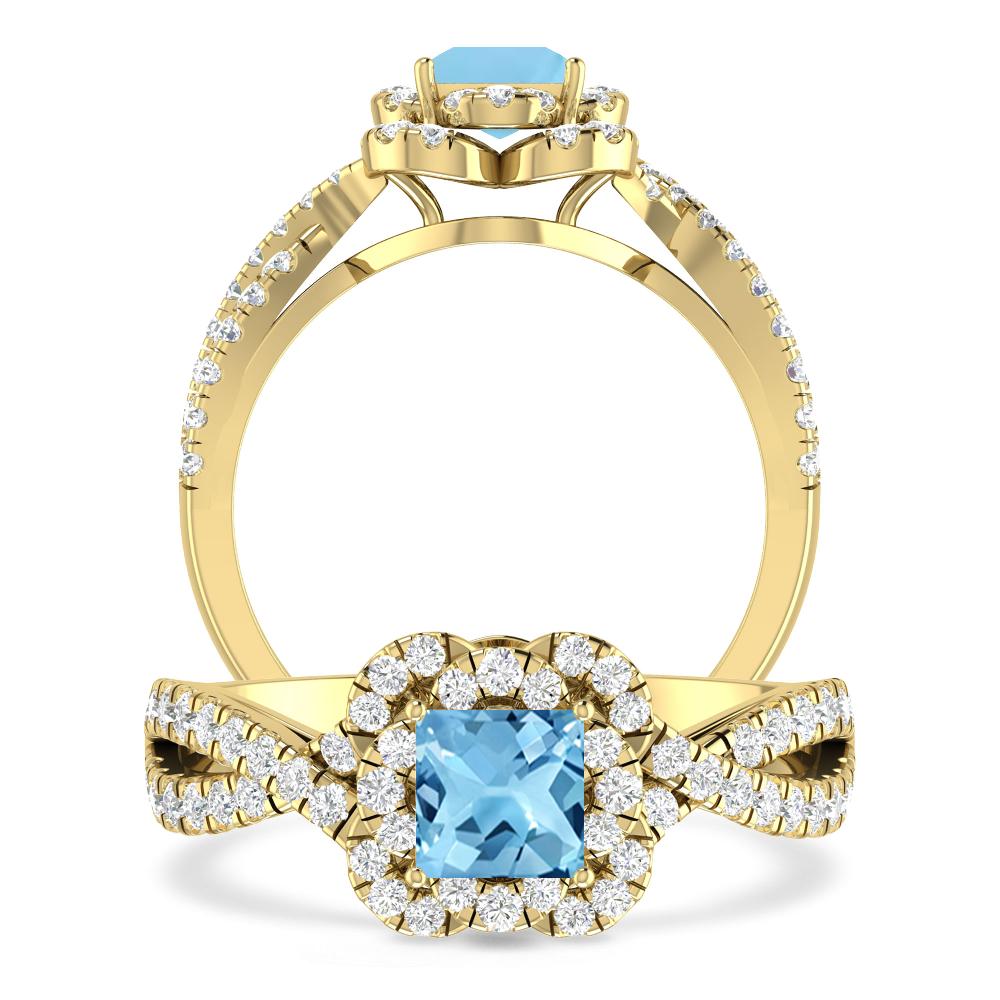 Yellow Gold - Blue Topaz