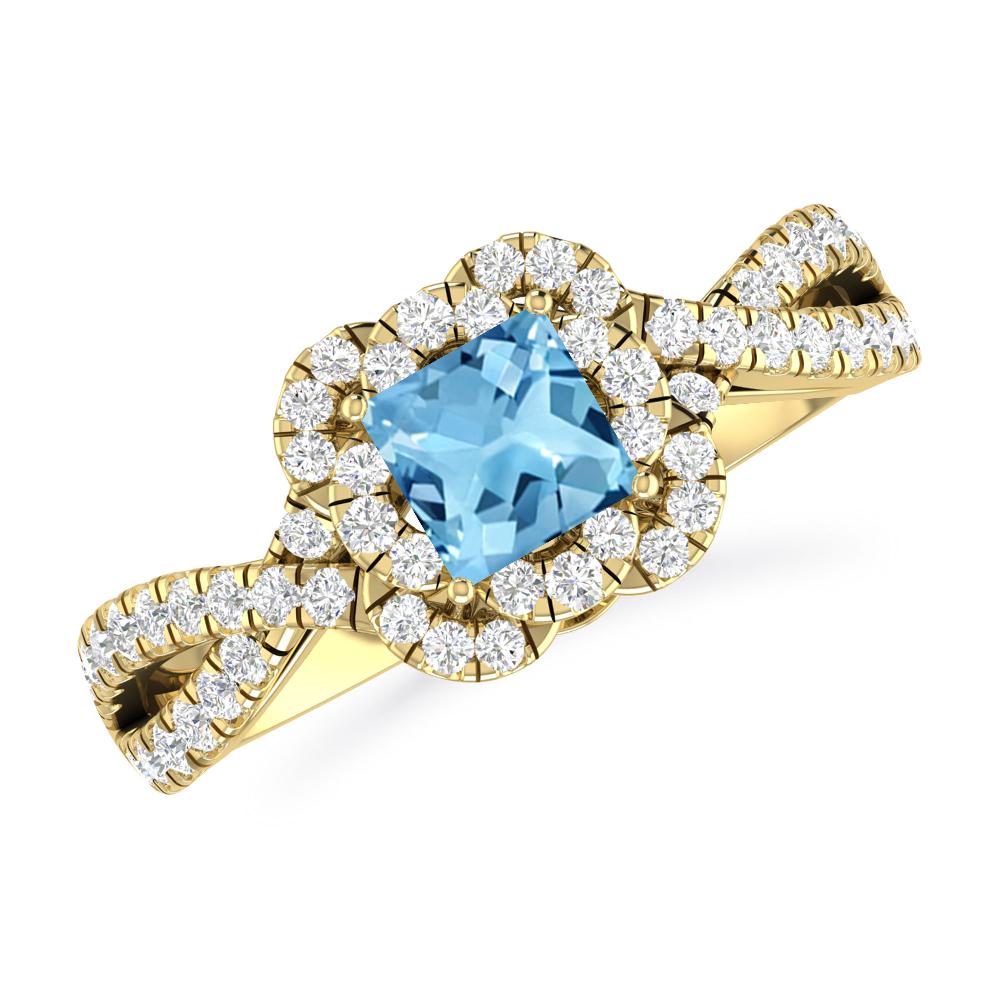 Yellow Gold - Blue Topaz