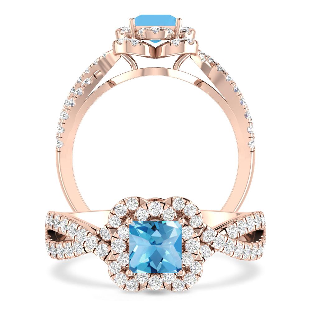 Rose Gold - Blue Topaz