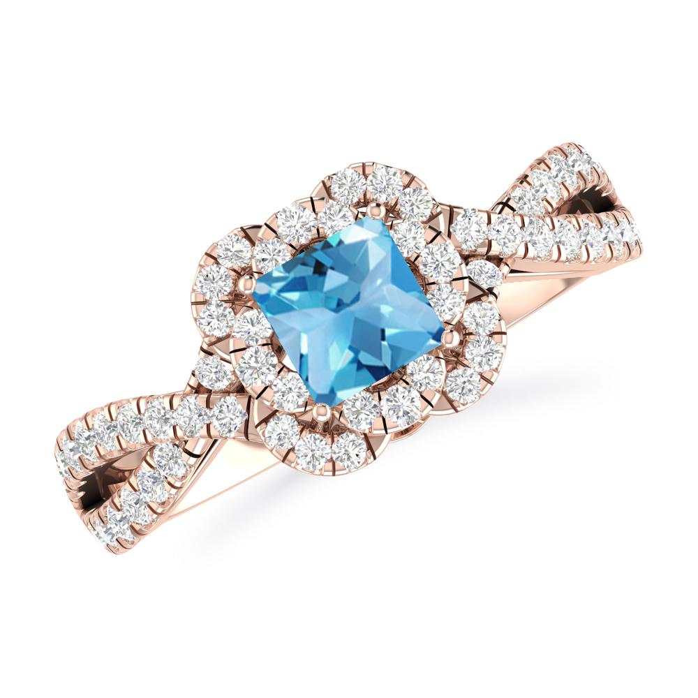 Rose Gold - Blue Topaz