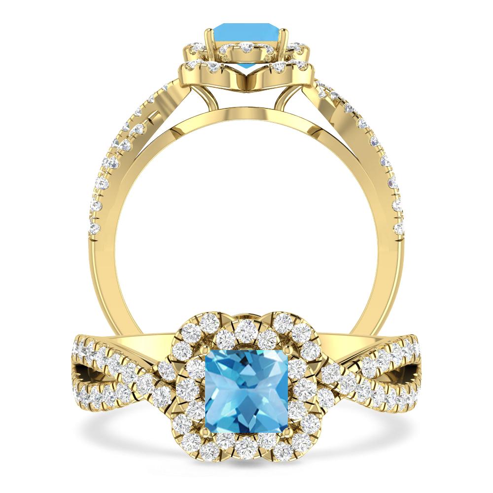 Yellow Gold - Blue Topaz