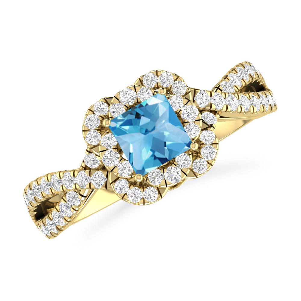 Yellow Gold - Blue Topaz