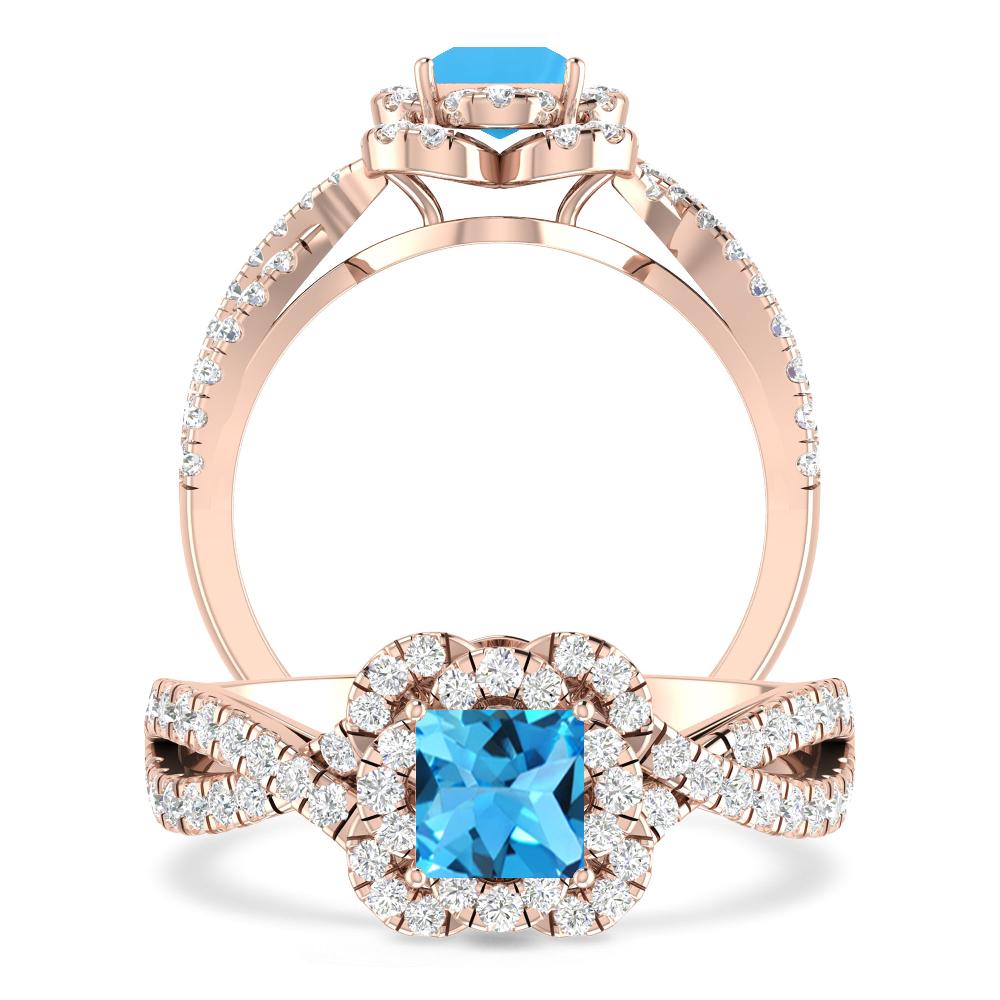 Rose Gold - Blue Topaz