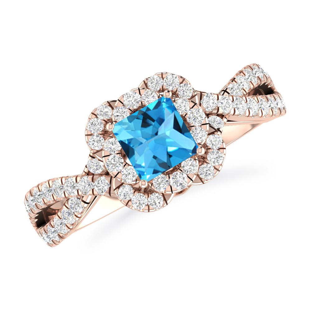 Rose Gold - Blue Topaz
