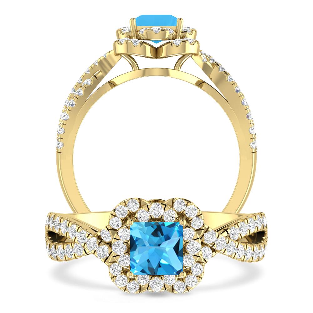 Yellow Gold - Blue Topaz