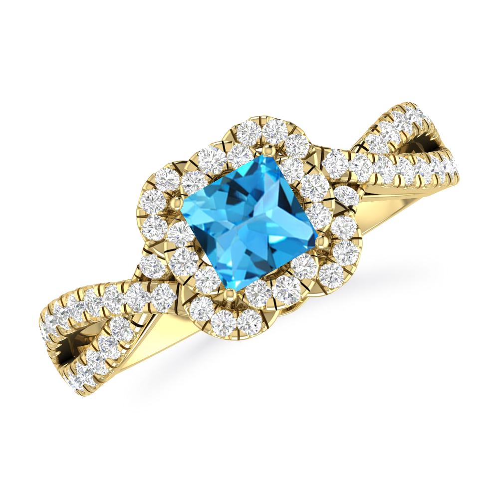 Yellow Gold - Blue Topaz